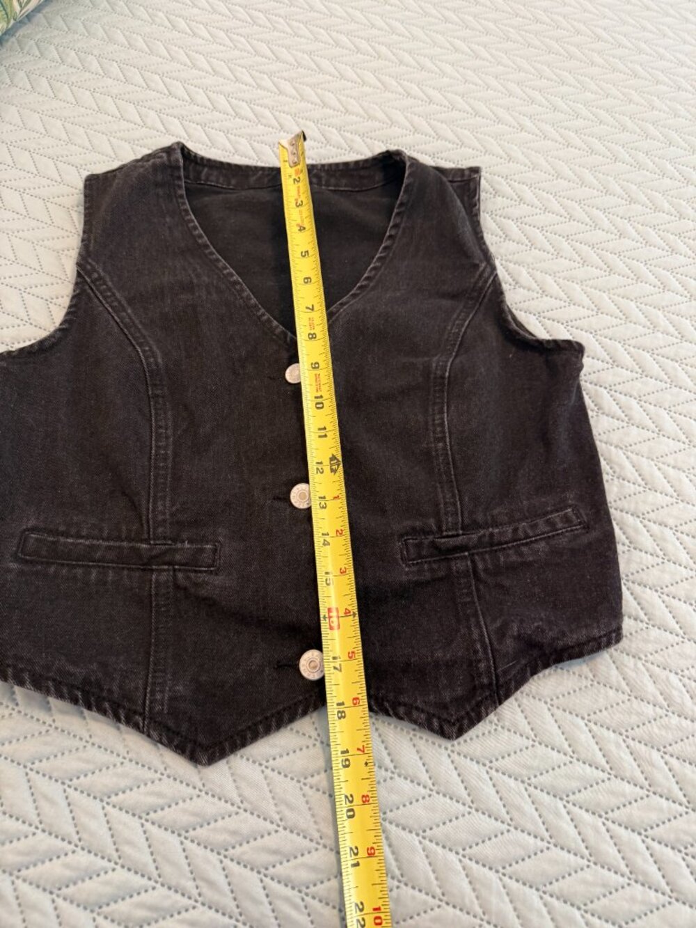 Lmily Bela Women's Black Denim Button Down Vest Size S - Picture 6 of 7